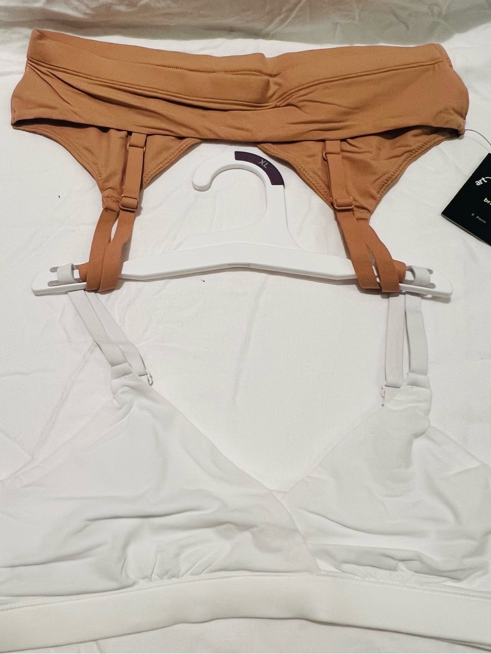 Wireless Bralette Set in Tan and White